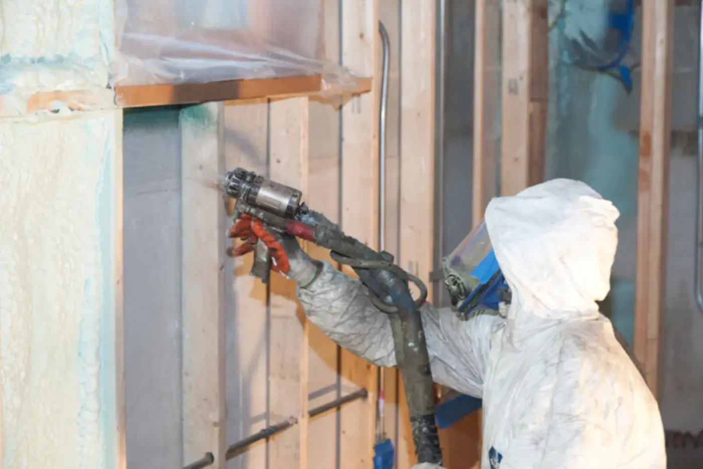 Spray Foam Insulation work-scene stock image for Denver planning